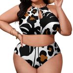 AILLOSA YH-378 Büyük Beden Geniş Askılı Orta Bel Büyük Beden Kadın Bikini Seti