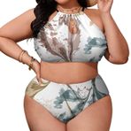 AILLOSA YH-396 Büyük Beden Geniş Askılı Orta Bel Büyük Beden Kadın Bikini Seti