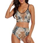 AILLOSA YH-401 Geniş Omuz Askılı Üçgen Bikini Üstü Alçak Bel İki Parça Kadın Bikini Seti
