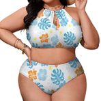 AILLOSA YH-404 Büyük Beden Geniş Askılı Orta Bel Büyük Beden Kadın Bikini Seti