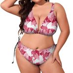 AILLOSA YH-405 Dolgulu İki Parça Boyundan Bağlı Büyük Beden Kadın Bikini Seti