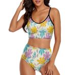 AILLOSA YH-419 Geniş Omuz Askılı Üçgen Bikini Üstü Alçak Bel İki Parça Kadın Bikini Seti