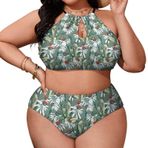 AILLOSA YH-420 Büyük Beden Geniş Askılı Orta Bel Büyük Beden Kadın Bikini Seti
