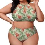 AILLOSA YH-422 Büyük Beden Geniş Askılı Orta Bel Büyük Beden Kadın Bikini Seti