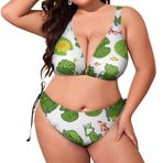 AILLOSA YH-432 Dolgulu İki Parça Boyundan Bağlı Büyük Beden Kadın Bikini Seti