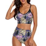 AILLOSA YH-436 Geniş Omuz Askılı Üçgen Bikini Üstü Alçak Bel İki Parça Kadın Bikini Seti