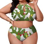 AILLOSA YH-445 Büyük Beden Geniş Askılı Orta Bel Büyük Beden Kadın Bikini Seti