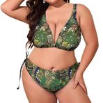 AILLOSA YH-446 Dolgulu İki Parça Boyundan Bağlı Büyük Beden Kadın Bikini Seti