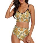 AILLOSA YH-450 Geniş Omuz Askılı Üçgen Bikini Üstü Alçak Bel İki Parça Kadın Bikini Seti