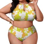 AILLOSA YH-451 Büyük Beden Geniş Askılı Orta Bel Büyük Beden Kadın Bikini Seti