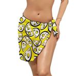 AILLOSA YH-472 Wrap Sarong Beyaz Siyah Kadın Plaj Elbise