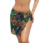 AILLOSA YH-487 Wrap Sarong Beyaz Siyah Kadın Plaj Elbise
