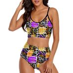 AILLOSA YH-489 Geniş Omuz Askılı Üçgen Bikini Üstü Alçak Bel İki Parça Kadın Bikini Seti
