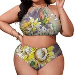 AILLOSA YH-49 Büyük Beden Geniş Askılı Orta Bel Büyük Beden Kadın Bikini Seti