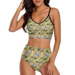 AILLOSA YH-491 Geniş Omuz Askılı Üçgen Bikini Üstü Alçak Bel İki Parça Kadın Bikini Seti