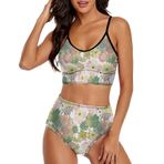 AILLOSA YH-495 Geniş Omuz Askılı Üçgen Bikini Üstü Alçak Bel İki Parça Kadın Bikini Seti