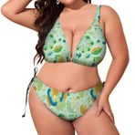 AILLOSA YH-506 Dolgulu İki Parça Boyundan Bağlı Büyük Beden Kadın Bikini Seti