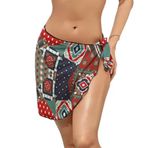 AILLOSA YH-509 Wrap Sarong Beyaz Siyah Kadın Plaj Elbise