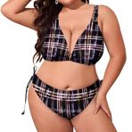 AILLOSA YH-514 Dolgulu İki Parça Boyundan Bağlı Büyük Beden Kadın Bikini Seti
