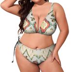 AILLOSA YH-515 Dolgulu İki Parça Boyundan Bağlı Büyük Beden Kadın Bikini Seti