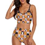 AILLOSA YH-516 Geniş Omuz Askılı Üçgen Bikini Üstü Alçak Bel İki Parça Kadın Bikini Seti