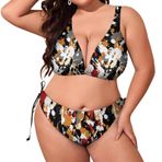 AILLOSA YH-523 Dolgulu İki Parça Boyundan Bağlı Büyük Beden Kadın Bikini Seti