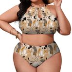 AILLOSA YH-529 Geniş Askılı Orta Bel Büyük Beden Kadın Bikini Seti
