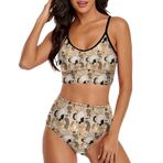 AILLOSA YH-529 Geniş Omuz Askılı Üçgen Bikini Üstü Alçak Bel İki Parça Kadın Bikini Seti
