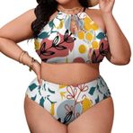 AILLOSA YH-532 Geniş Askılı Orta Bel Büyük Beden Kadın Bikini Seti