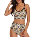 AILLOSA YH-542 Geniş Omuz Askılı Üçgen Bikini Üstü Alçak Bel İki Parça Kadın Bikini Seti