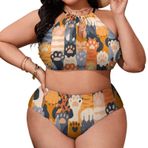 AILLOSA YH-546 Geniş Askılı Orta Bel Büyük Beden Kadın Bikini Seti