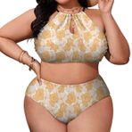 AILLOSA YH-558 Büyük Beden Geniş Askılı Orta Bel Büyük Beden Kadın Bikini Seti