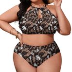AILLOSA YH-561 Büyük Beden Geniş Askılı Orta Bel Büyük Beden Kadın Bikini Seti