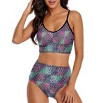 AILLOSA YH-562 Geniş Omuz Askılı Üçgen Bikini Üstü Alçak Bel İki Parça Kadın Bikini Seti