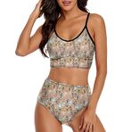 AILLOSA YH-575 Geniş Omuz Askılı Üçgen Bikini Üstü Alçak Bel İki Parça Kadın Bikini Seti
