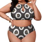 AILLOSA YH-582 Geniş Askılı Orta Bel Büyük Beden Kadın Bikini Seti
