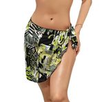 AILLOSA YH-586 Wrap Sarong Beyaz Siyah Kadın Plaj Elbise