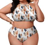 AILLOSA YH-588 Geniş Askılı Orta Bel Büyük Beden Kadın Bikini Seti