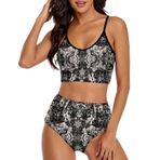 AILLOSA YH-591 Geniş Omuz Askılı Üçgen Bikini Üstü Alçak Bel İki Parça Kadın Bikini Seti