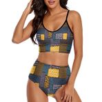 AILLOSA YH-592 Geniş Omuz Askılı Üçgen Bikini Üstü Alçak Bel İki Parça Kadın Bikini Seti
