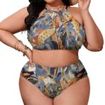 AILLOSA YH-594 Geniş Askılı Orta Bel Büyük Beden Kadın Bikini Seti