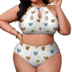 AILLOSA YH-603 Geniş Askılı Orta Bel Büyük Beden Kadın Bikini Seti