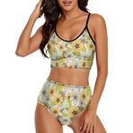 AILLOSA YH-611 Geniş Omuz Askılı Üçgen Bikini Üstü Alçak Bel İki Parça Kadın Bikini Seti