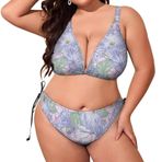 AILLOSA YH-615 Karın Kontrolü İki Parça Büyük Beden Kadın Bikini Seti