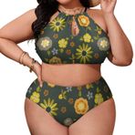 AILLOSA YH-617 Geniş Askılı Orta Bel Büyük Beden Kadın Bikini Seti