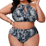 AILLOSA YH-623 Geniş Askılı Orta Bel Büyük Beden Kadın Bikini Seti