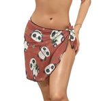 AILLOSA YH-624 Wrap Sarong Beyaz Siyah Kadın Plaj Elbise