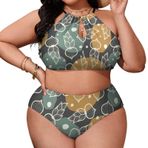 AILLOSA YH-628 Geniş Askılı Orta Bel Büyük Beden Kadın Bikini Seti