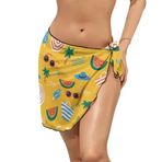 AILLOSA YH-632 Wrap Sarong Beyaz Siyah Kadın Plaj Elbise