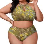 AILLOSA YH-64 Geniş Askılı Orta Bel Büyük Beden Kadın Bikini Seti